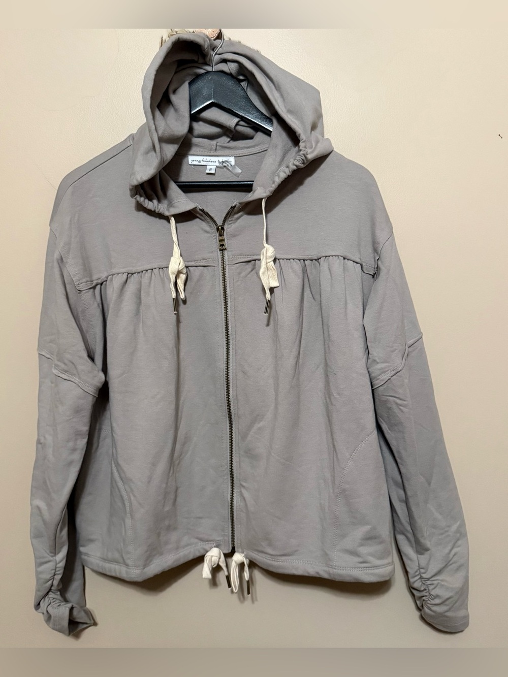 NWOT Young Fabulous & Broke Full Zip Hooded Jacket in Gray Sz S